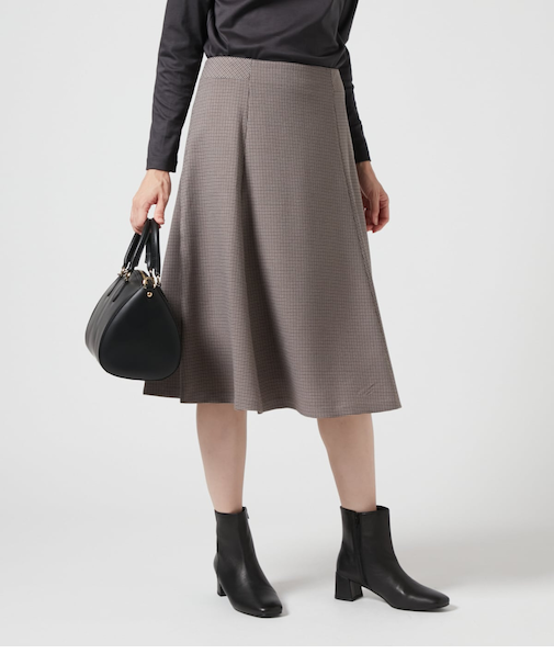 ミニハウンドトゥース 切替フレアスカート