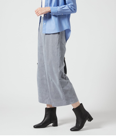 シャンブレーコール タックガウチョパンツ