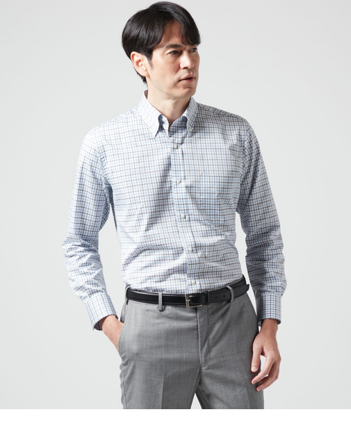 EASY CARE タッタソールチェック 長袖ボタンダウンシャツ