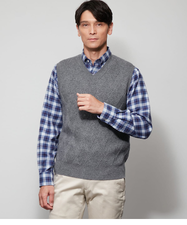 カシミヤ混 Vネック ニットベスト