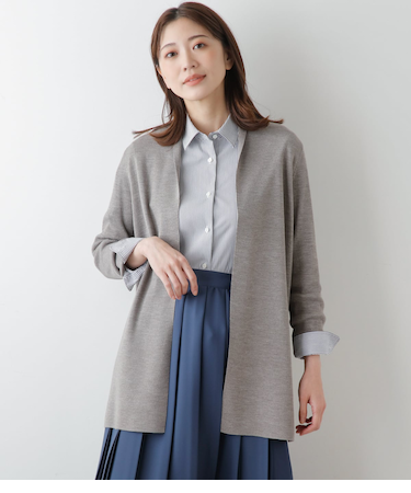 【手洗い可能】ウールアクリル16G 着流しショールカーディガン
