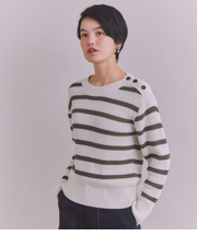 BLENDED COTTON 振り柄ボーダーニット