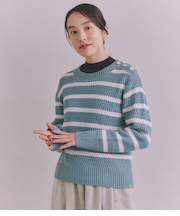 BLENDED COTTON 振り柄ボーダーニット