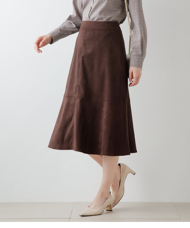 フェイクスエード フレアスカート