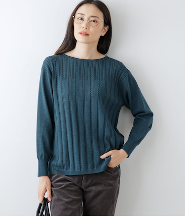 【手洗い可能】ポリエステルウール クルーネックケーブルプルオーバー