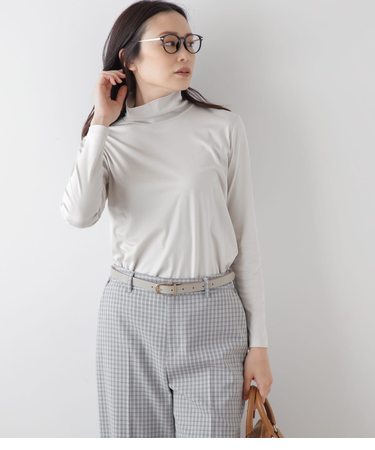 コットンスムース タートルネックカットソー