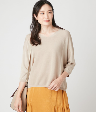 【手洗い可能】コットンアセテート ドルマンニットプルオーバー