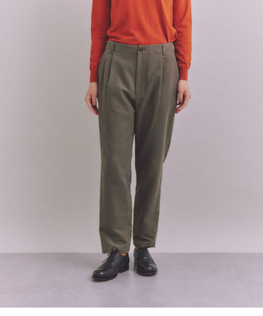 Cotton Moleskin タックテーパードパンツ