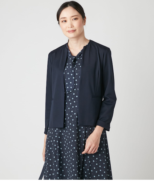 ウォッシャブル】レーヨンナイロンジャージー ノーカラージャケット