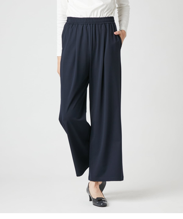 【ウォッシャブル】レーヨンナイロンジャージー ワイドパンツ