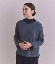 Military Quilted Jacquardリブボトルネック プルオーバー