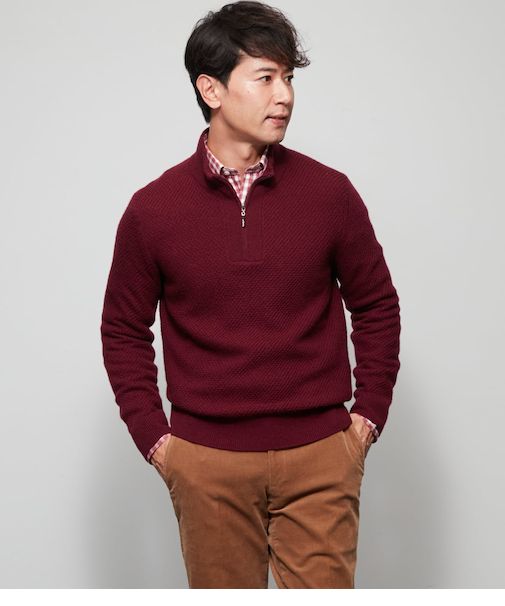 ハーフジップ プルオーバーニット