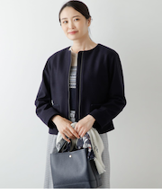 NEWYORKER MELTON ノーカラージップブルゾン