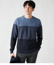 【ウォッシャブル】ブロッキング クルーネックセーター