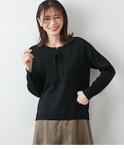 【手洗い可能】ウォッシャブルウール リボンプルオーバー