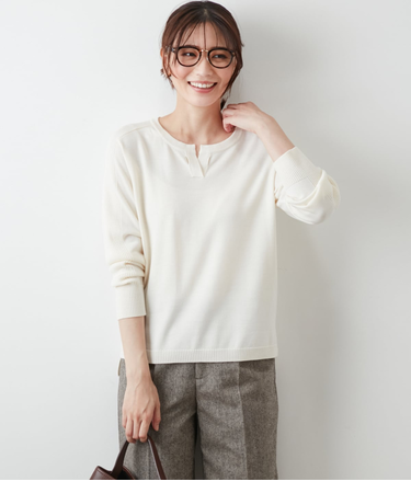 【手洗い可能】ウォッシャブルウール リボンプルオーバー