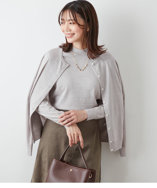 【手洗い可能】キャッシュウール クルーネックカーディガン