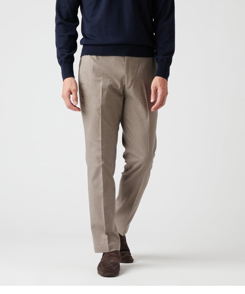 【ストレッチ】ソフトサーモ ガンクラブチェック ウエストアジャストパンツ