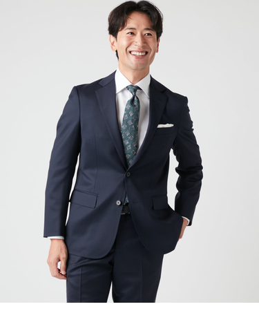 【ストレッチ】ウールポリエステル ドビーシャンブレー スーツ