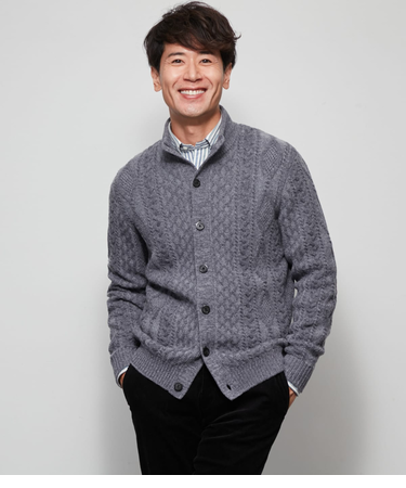 プレーティング スタンドカラーカーディガン