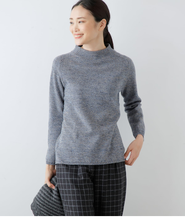 撚り杢MIX天竺 ボトルネックプルオーバー