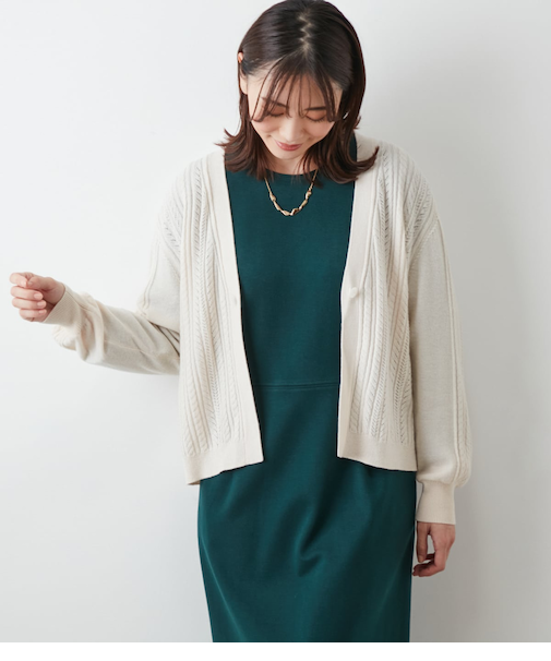 ウールカシミヤ Vネックショートカーディガン