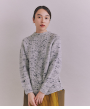 Alpaca Mixcolor Nep yarn 手編みニットプルオーバー