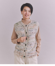 Alpaca Mixcolor Nep yarn 手編みニットベスト