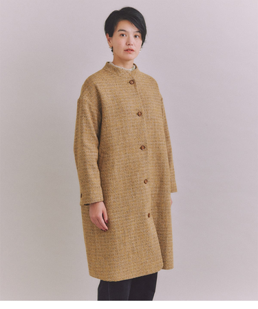 Mixcolor Tweed スタンドカラーロングコート