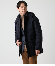 【撥水・防風】ポリエステルツイル ラミネート スタンドフードダウンアウター