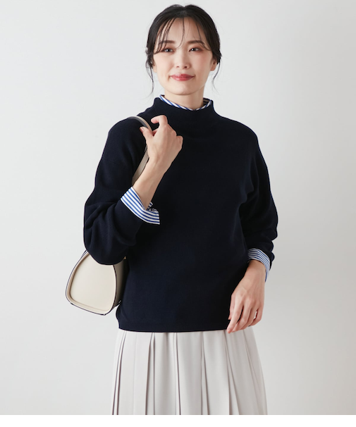 コットン片畦 ビルドネックプルオーバー