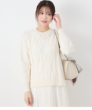 コットンポリエステル パネルケーブルプルオーバー