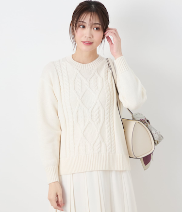 コットンポリエステル パネルケーブルプルオーバー