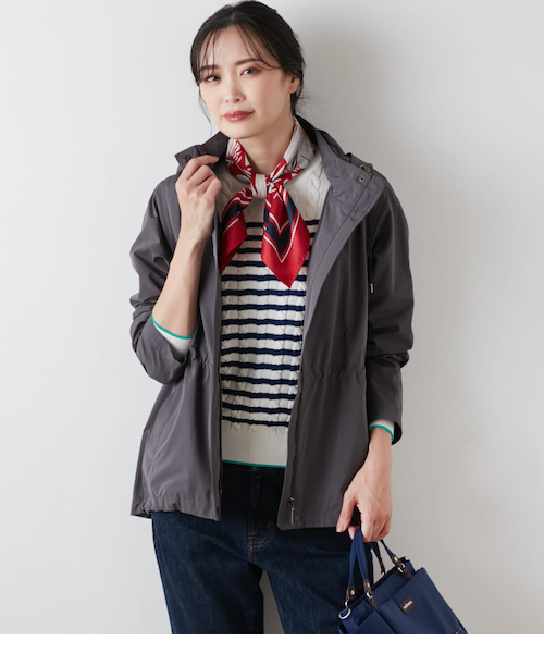 ウォッシャブル】TCナチュラルクロス フード付きアウター