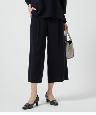 トリアセテートダブルクロス タックワイドパンツ