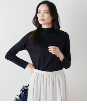 オーガニックコットンスムース ボトルネックカットソー