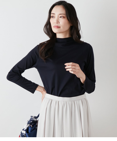 オーガニックコットンスムース ボトルネックカットソー