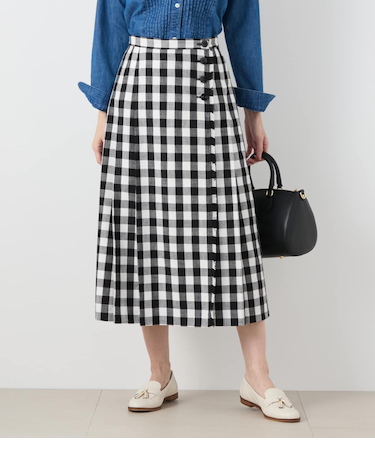 ギンガムチェッククロス ラップ風スカート