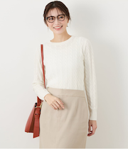 コンパクトギザコットン ケーブルクルーネックプルオーバー