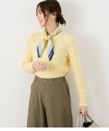 コンパクトギザコットン ケーブルクルーネックプルオーバー