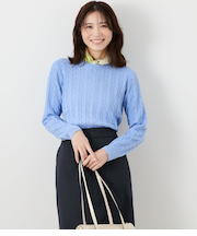 コンパクトギザコットン ケーブルクルーネックプルオーバー