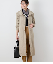 【ウォッシャブル】ソフトメモリーツイル スタンドカラーロングコート