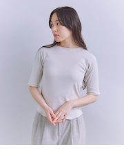 ［LOTUS］Round Body Fraise 5分袖ボートネックプルオーバー