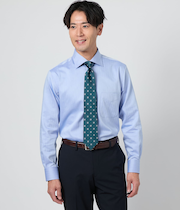 NY CARE FREE ヘリンボーン 長袖ワイドカラーシャツ
