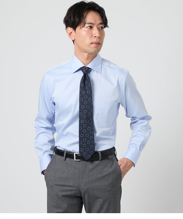 NY CARE FREE ドビークロス 長袖ワイドカラーシャツ