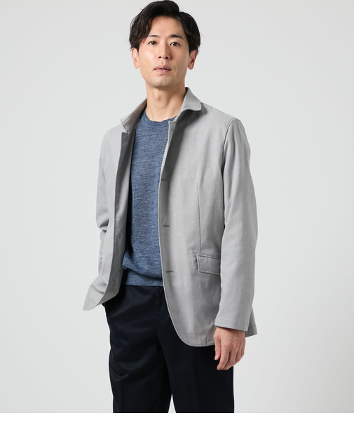 【吸水速乾・ストレッチ・ウォッシャブル】COOL COMFORT コットンリネン ピンヘッド コンバーチブルアウター(セットアップ対応）