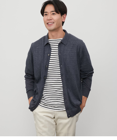 【ウォッシャブル】襟付き カーディガン