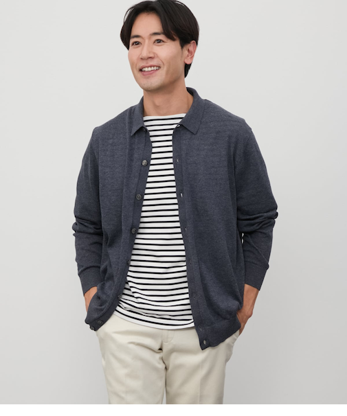 【ウォッシャブル】襟付き カーディガン