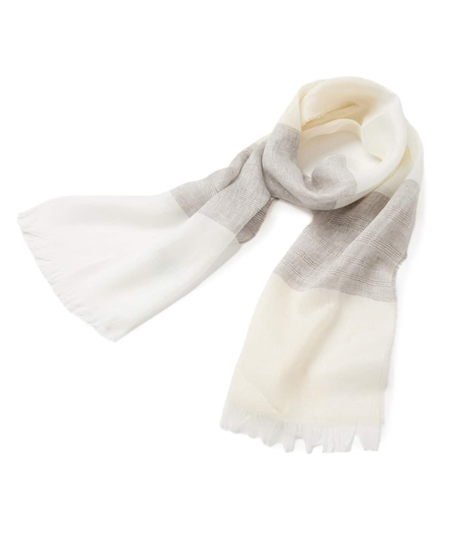 リネンチェックストール