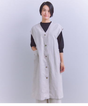Linen Chambray ロングジレワンピース